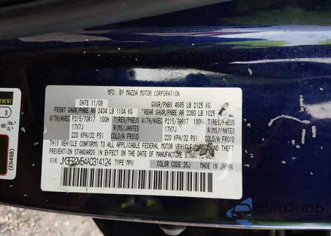 2010 Mazda Cx-7 I Sv from USA, damaged, VIN JM3ER2W54A0314124